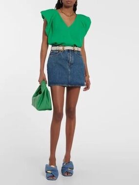 Women's Medium Velvet by Graham & Spencer Ava Green Linen Top - Worn Once